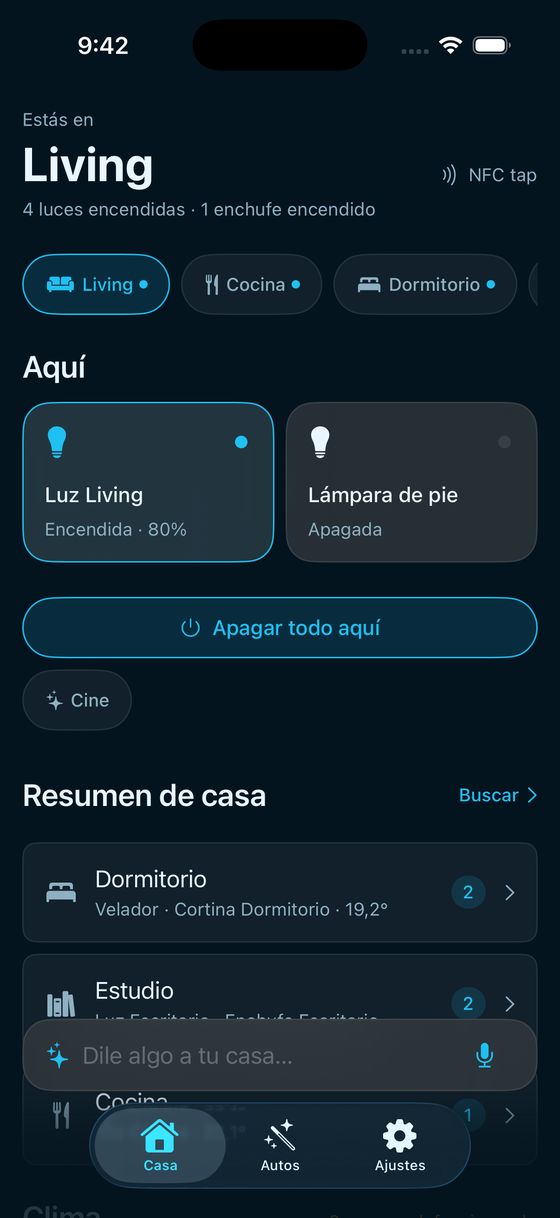 Pantalla de la app nicomótica