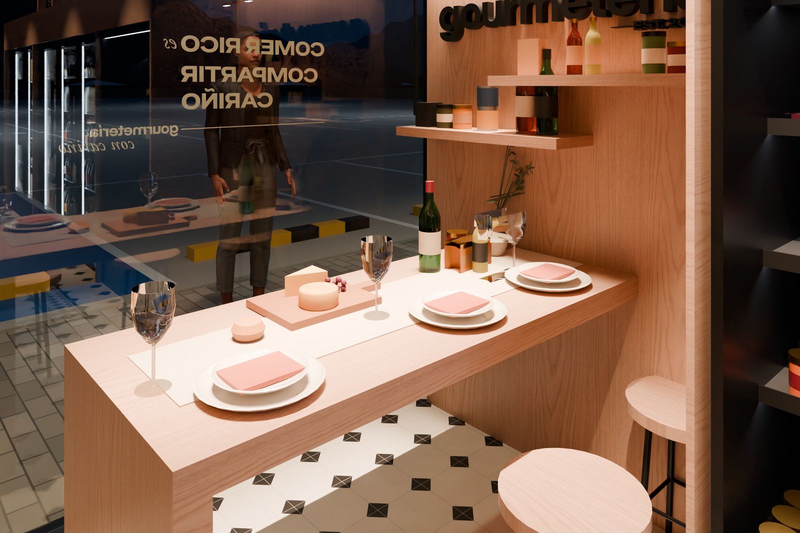 Mesa de degustación, noche
