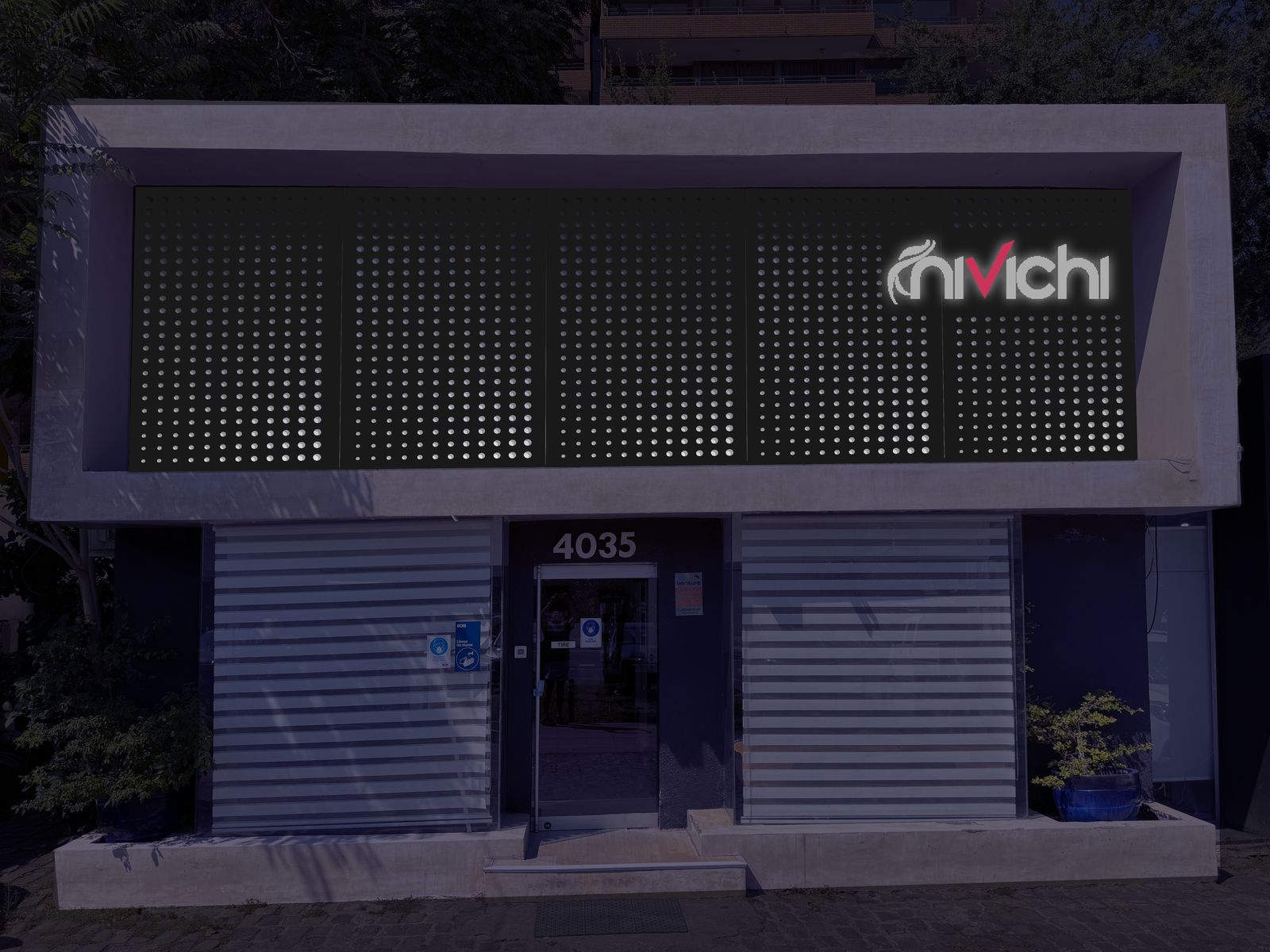 Fachada propuesta de la tienda de noche