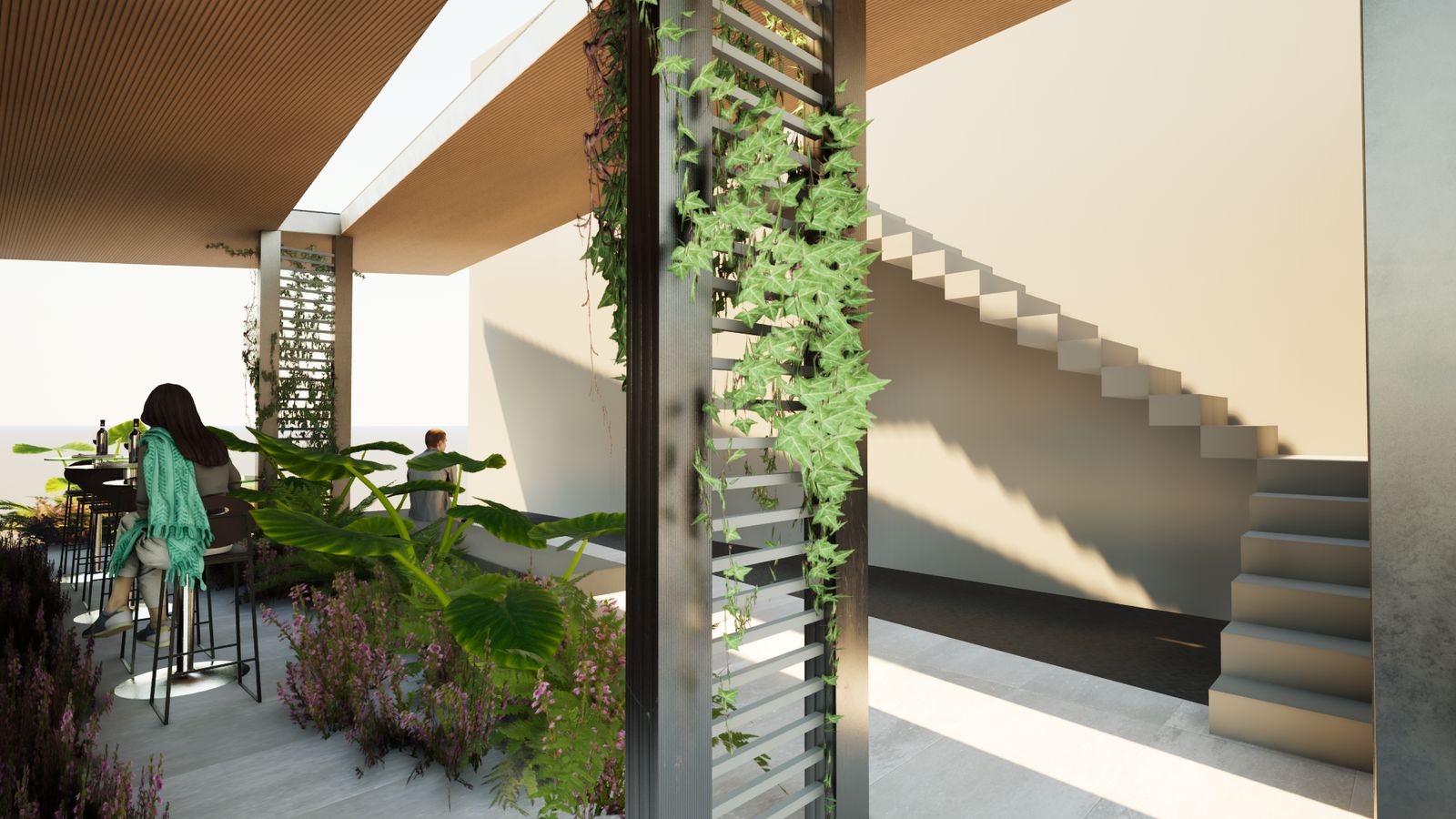 Escalera y jardinera